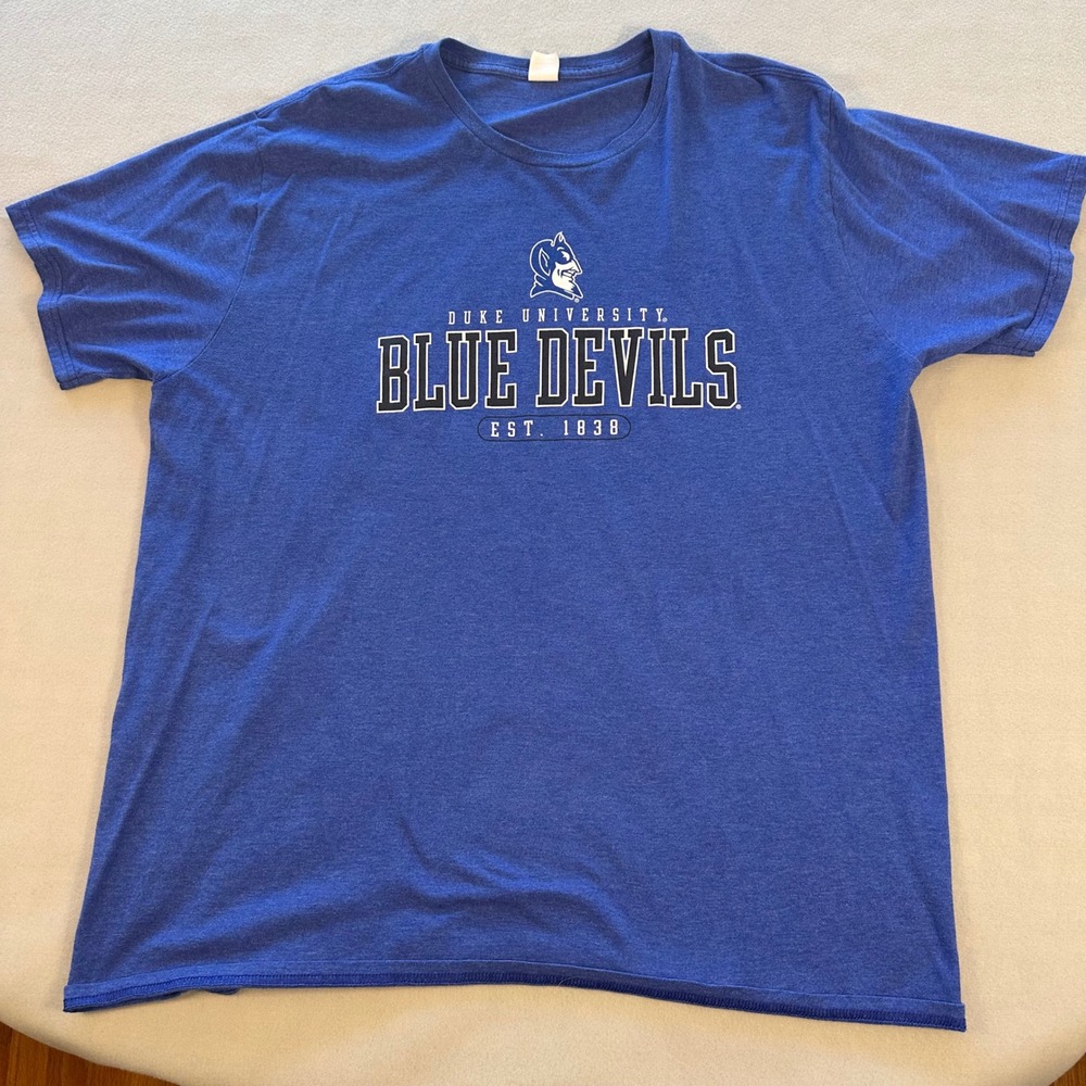 Hanes T-Shirt Mens 2XL Blue Duke University Blue Devils Est 1838 Graphic Tee‎